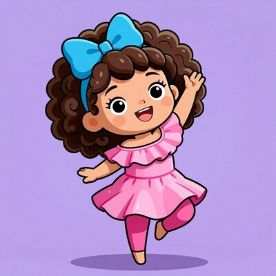 Happy Cartoon Girl Dancing
