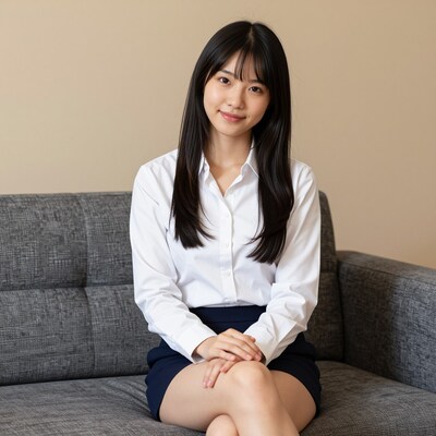 Young Asian Woman on Couch