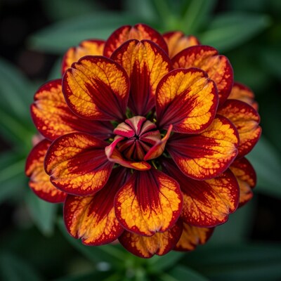Red and Yellow Zinnia Flower