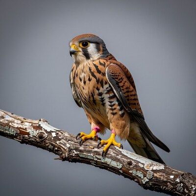 American Kestrel Perched on Branch