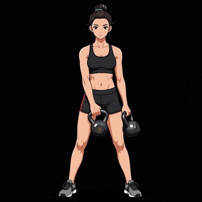 Woman Lifting Kettlebells