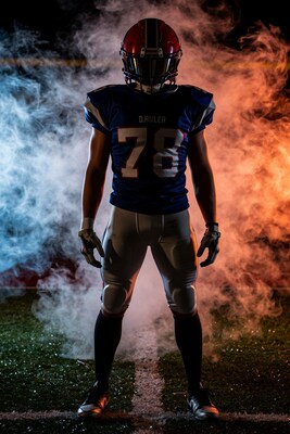 Football Player in Smoke