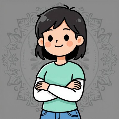 Cartoon girl with arms crossed