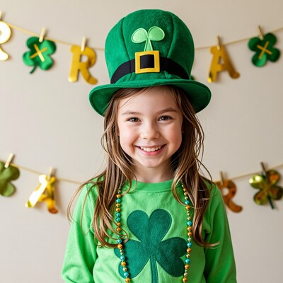 Smiling Girl in St Patrick's Day Hat