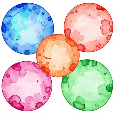 Watercolor Plates Set
