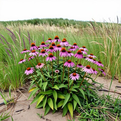 Purple Coneflowers in Sand Dunes