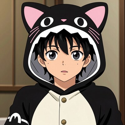 Anime boy in cat kigurumi
