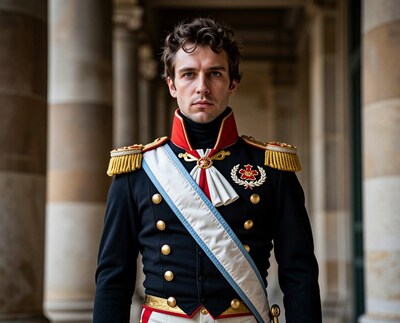 Man in Napoleonic military uniform