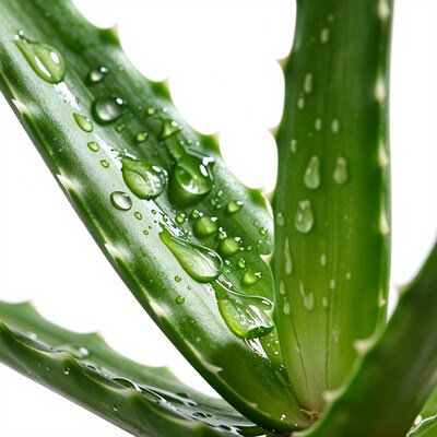 Aloe Vera Leaf with Water Drops