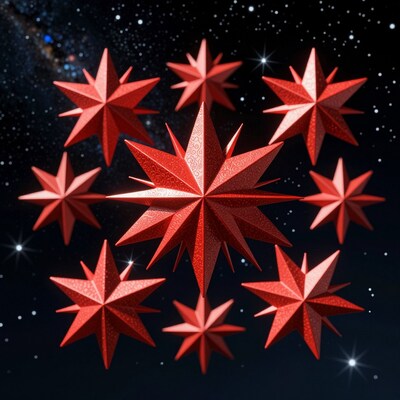 Red Christmas Stars in Space