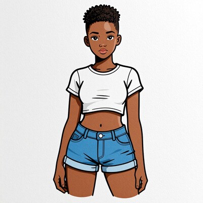 Black woman in crop top and shorts