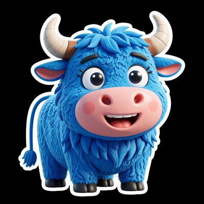 Blue Cartoon Bull