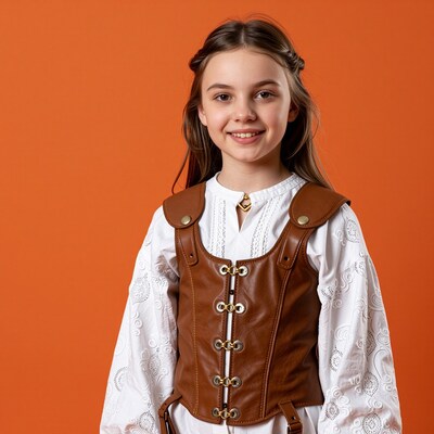 Young girl in traditional leather vest