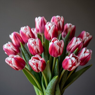 Red and White Tulip Bouquet