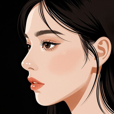 Asian woman profile illustration