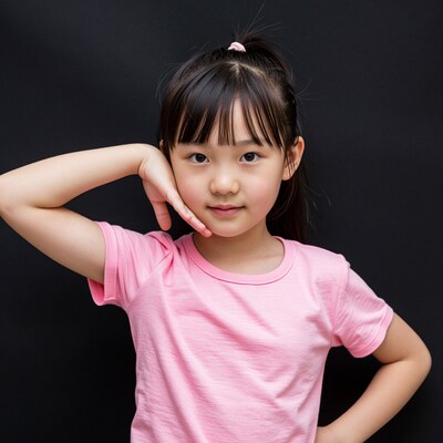 Young Asian girl in pink shirt