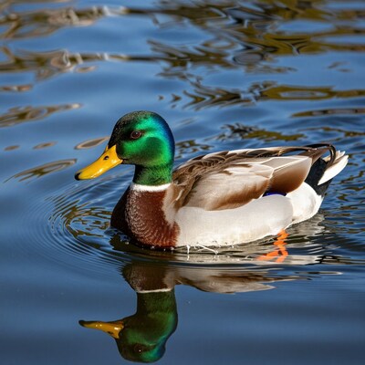Male Mallard Duck Swimming