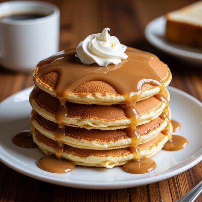 Pancakes with Syrup and Cream