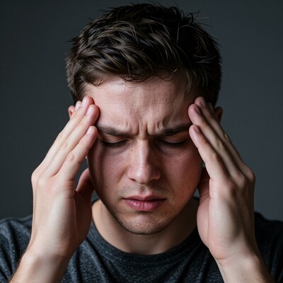 Man with headache stress