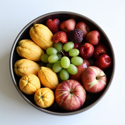 Fruit Bowl with Apples Lemons Strawberries