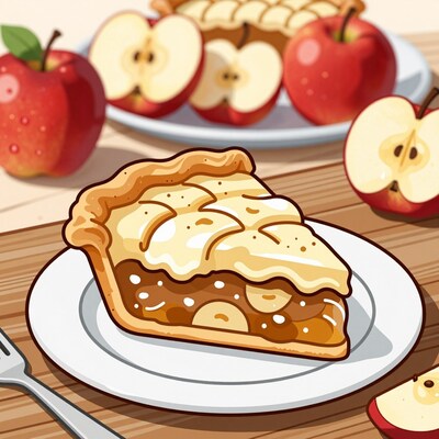 Apple Pie Slice with Fresh Apples