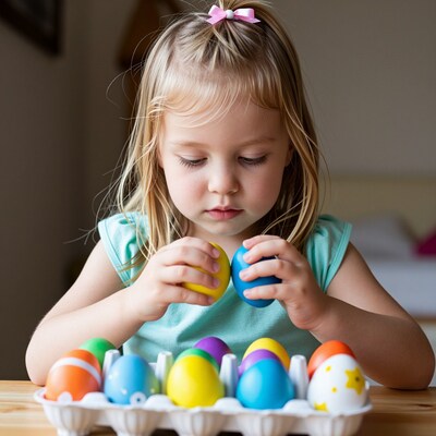 Blonde girl with Easter eggs
