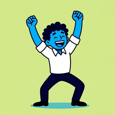 Happy man celebrating