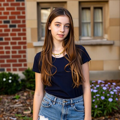 Young Woman with Long Brown Hair