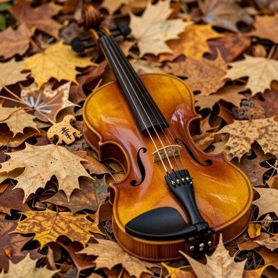 Violin on autumn leaves
