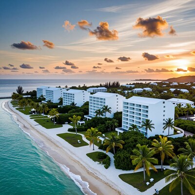 Tropical Beach Resort at Sunset
