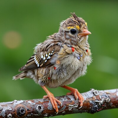 Crested Baby Bird Perched