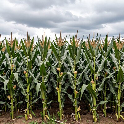 Corn Field Under Cloudy Sky