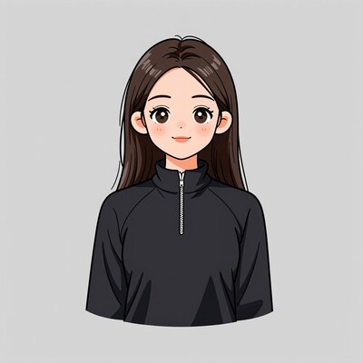 Cartoon girl in black pullover