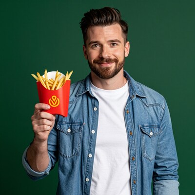 Man holding french fries
