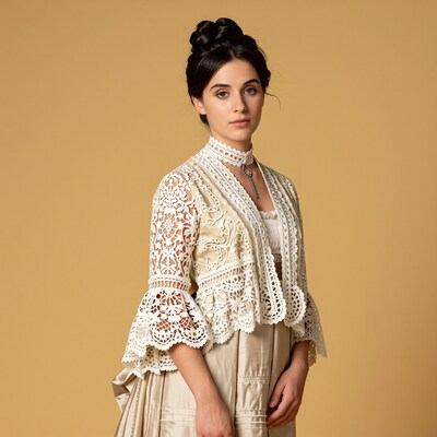 Woman in Victorian lace jacket