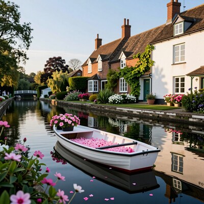 Canal Boat with Flowers