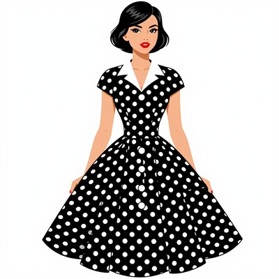 Woman in Polka Dot Dress
