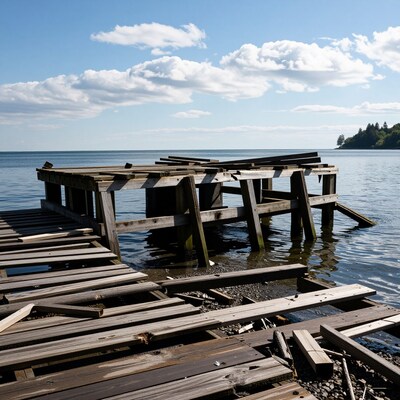 Dilapidated Wooden Pier Ruins