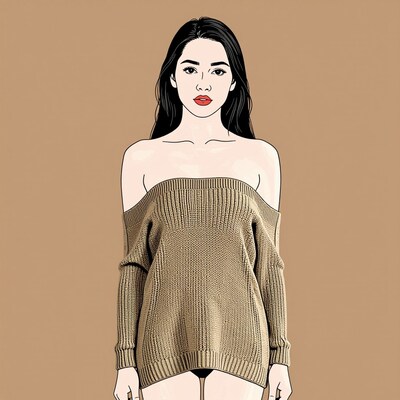 Woman in off-shoulder sweater