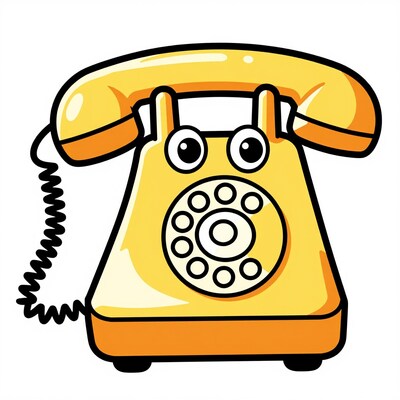Yellow Cartoon Rotary Phone