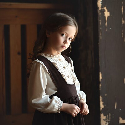 Young Girl in Vintage Dress