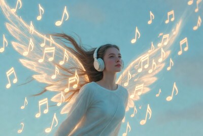 Woman with musical wings