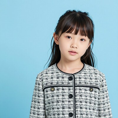 Young Asian Girl in Tweed Jacket