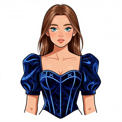 Woman in Blue Corset