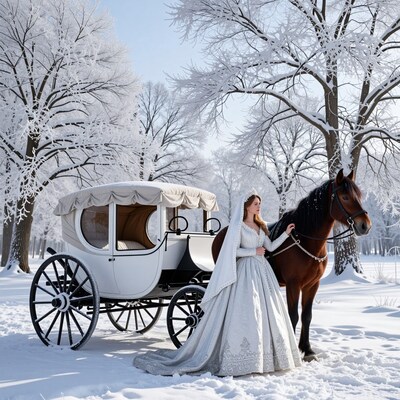 Winter Princess with Carriage and Horse