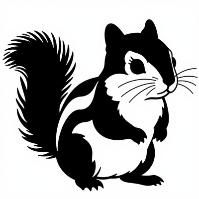 Black and White Chipmunk Clipart