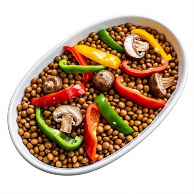 Lentils with peppers and mushrooms