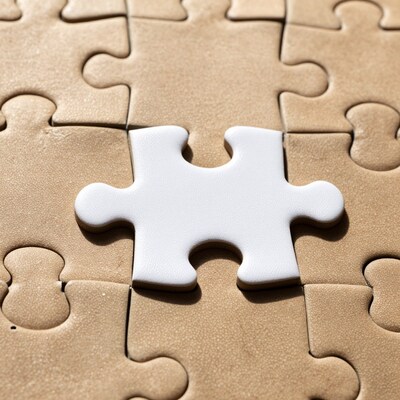 White puzzle piece on beige puzzle