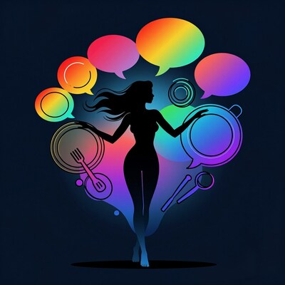 Silhouette woman with kitchen utensils