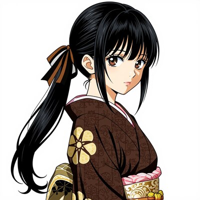 Anime girl in kimono